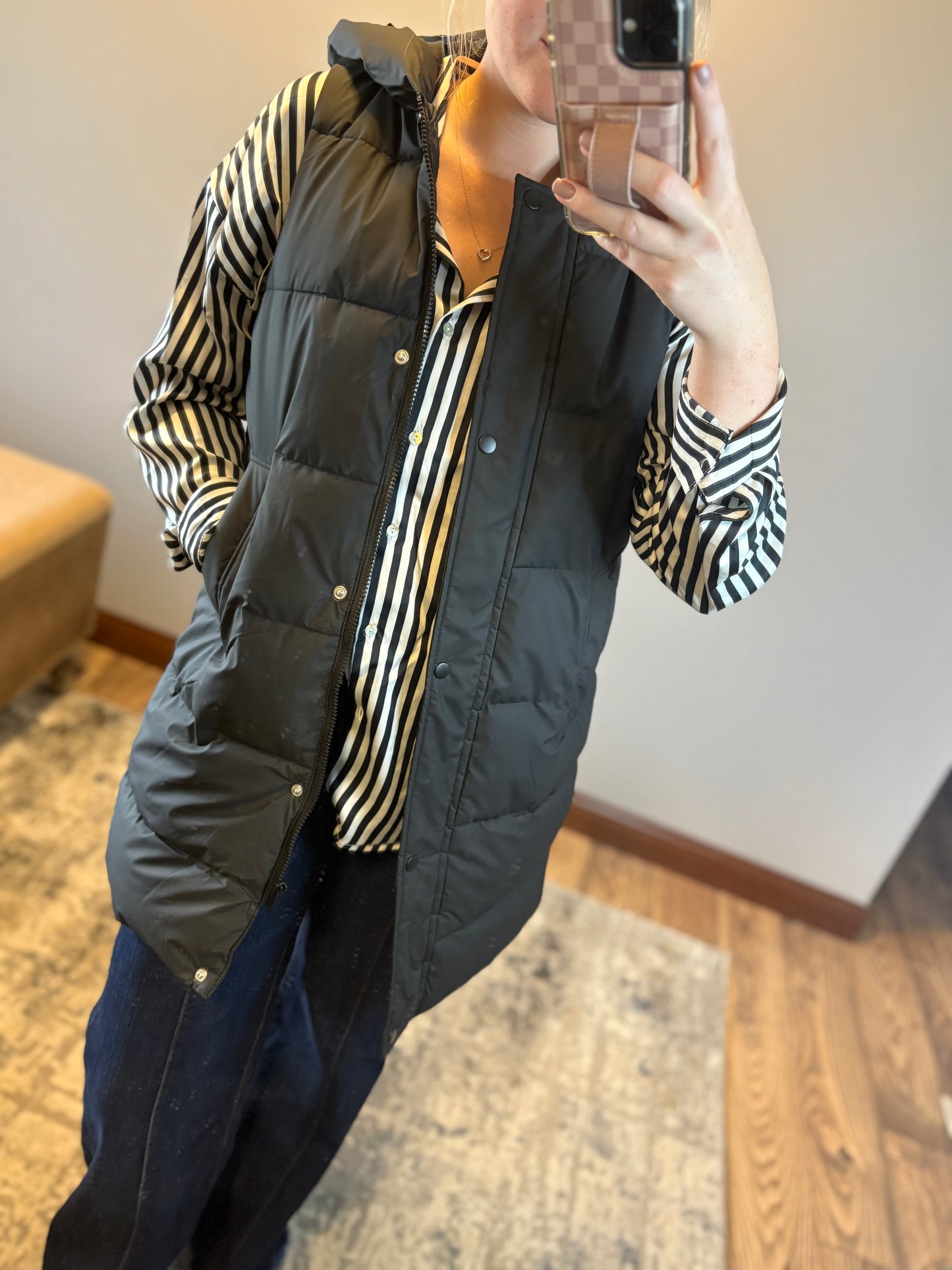 Black Long Puffer Vest