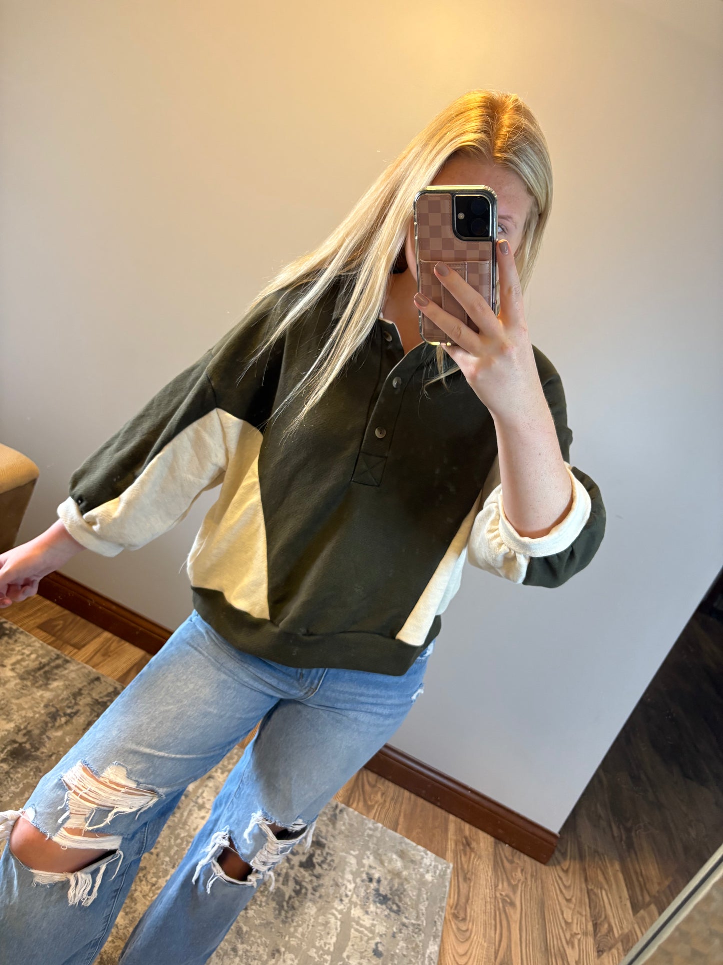 Olive Block Sweatshirt