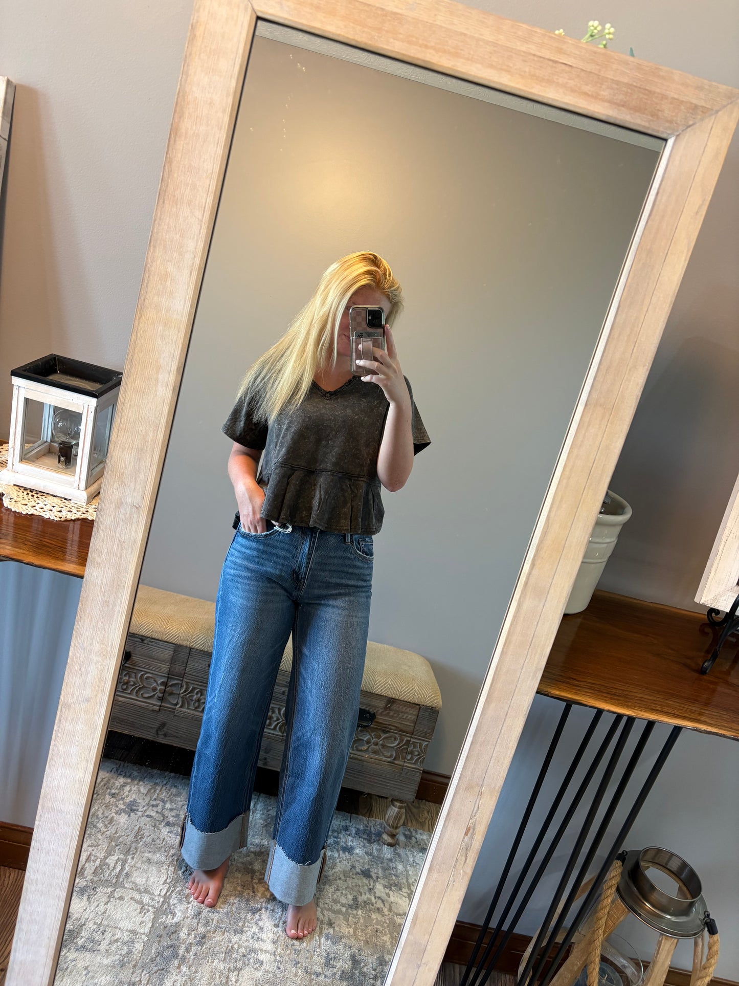 Dark Ankle Cuff Jeans