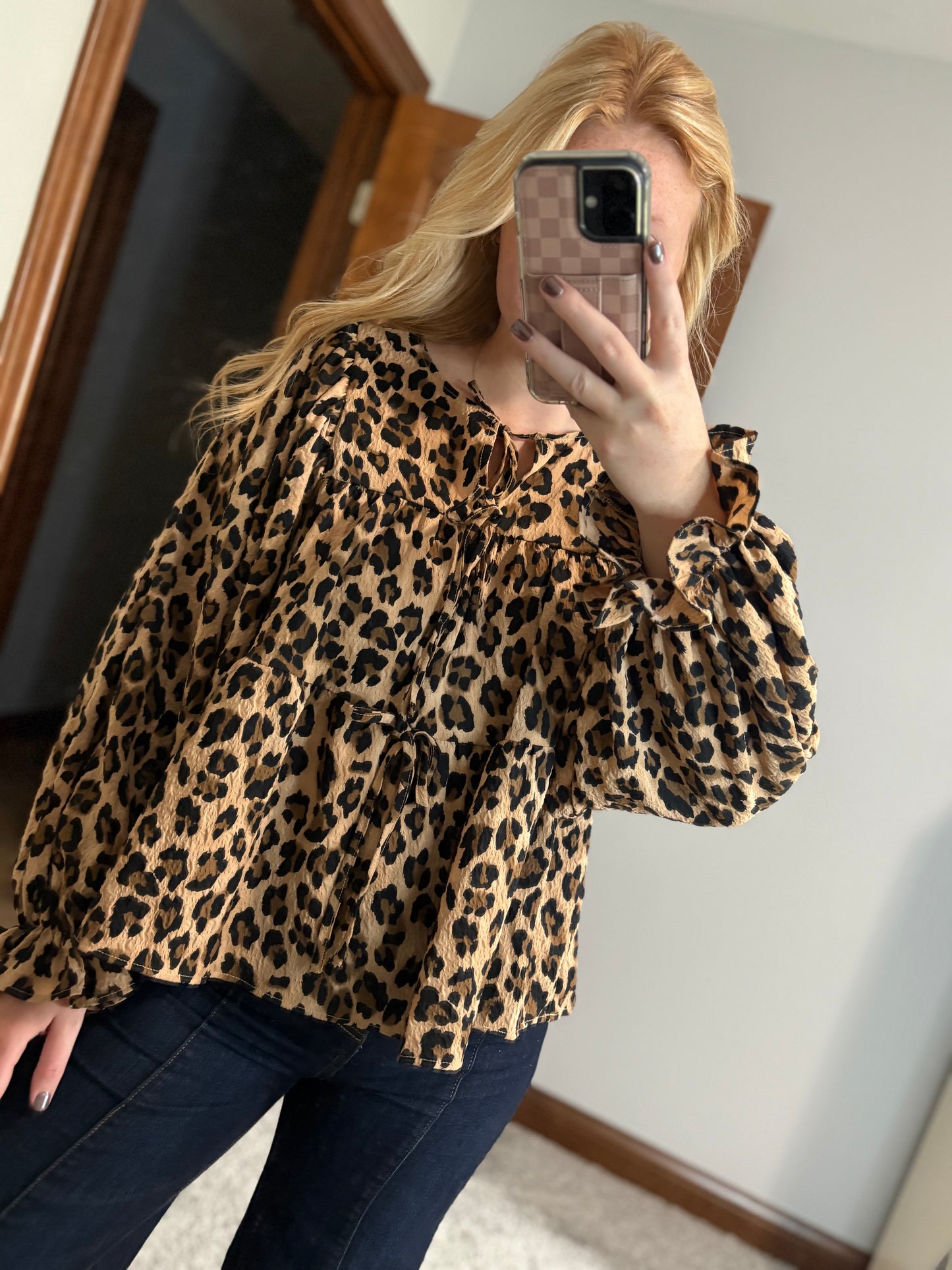 Leopard Bow Tie Top