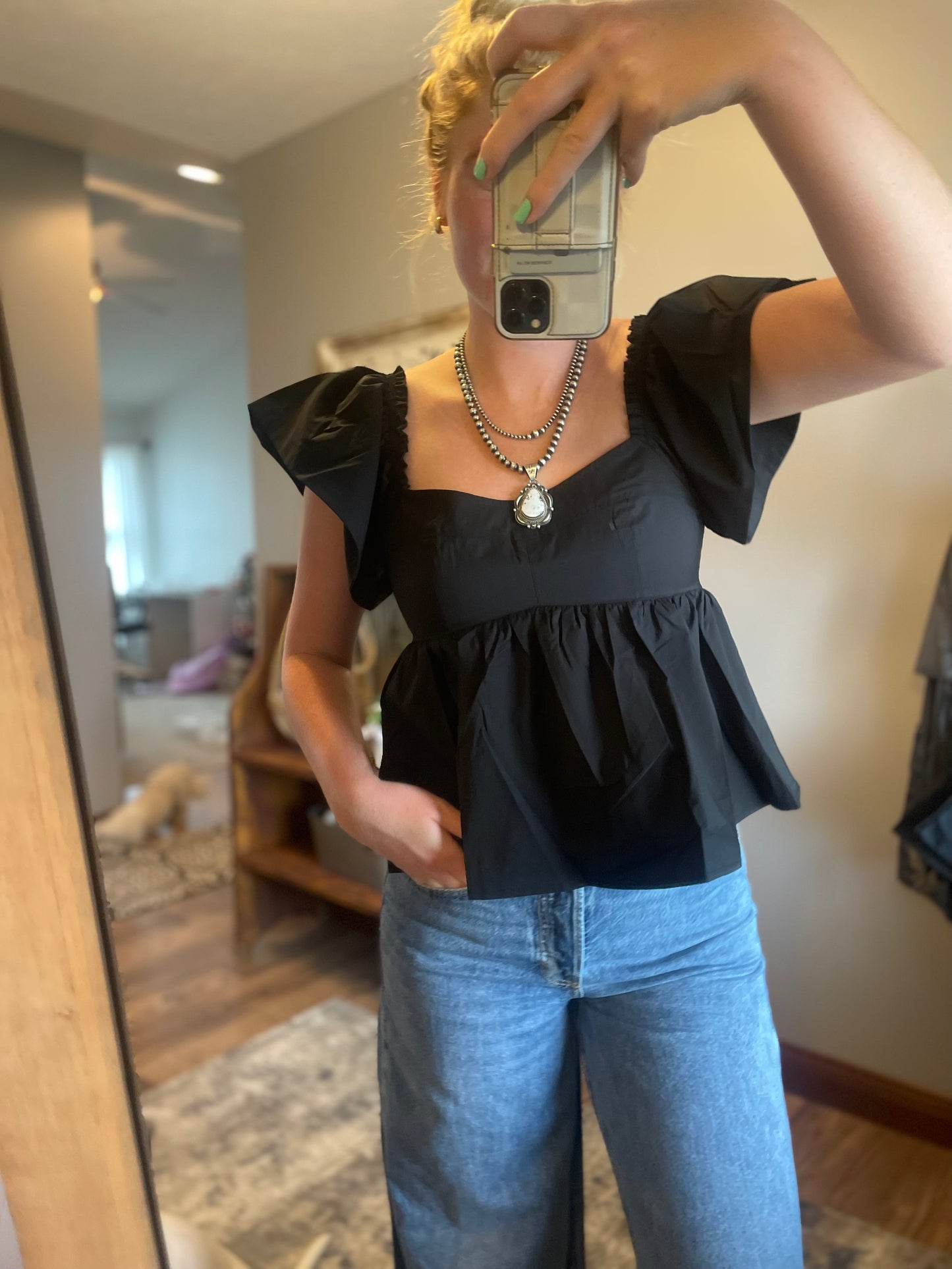 Black&PinkPeplum Top