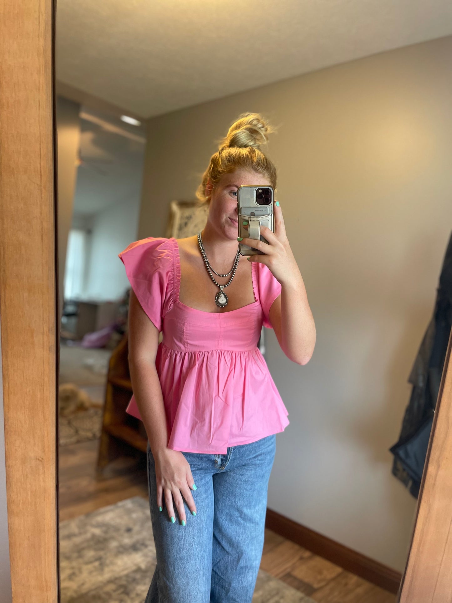 Black&PinkPeplum Top