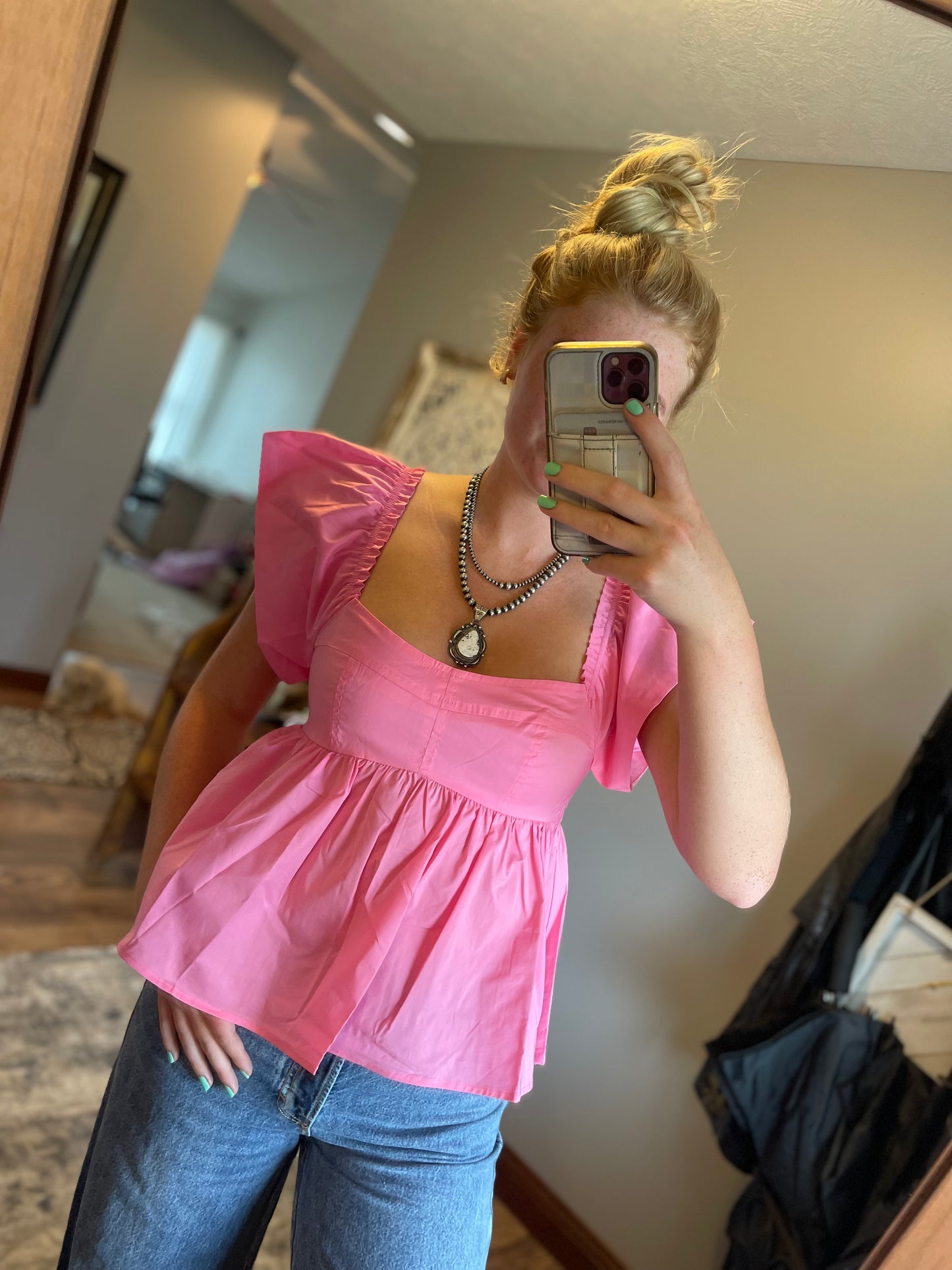 Black&PinkPeplum Top