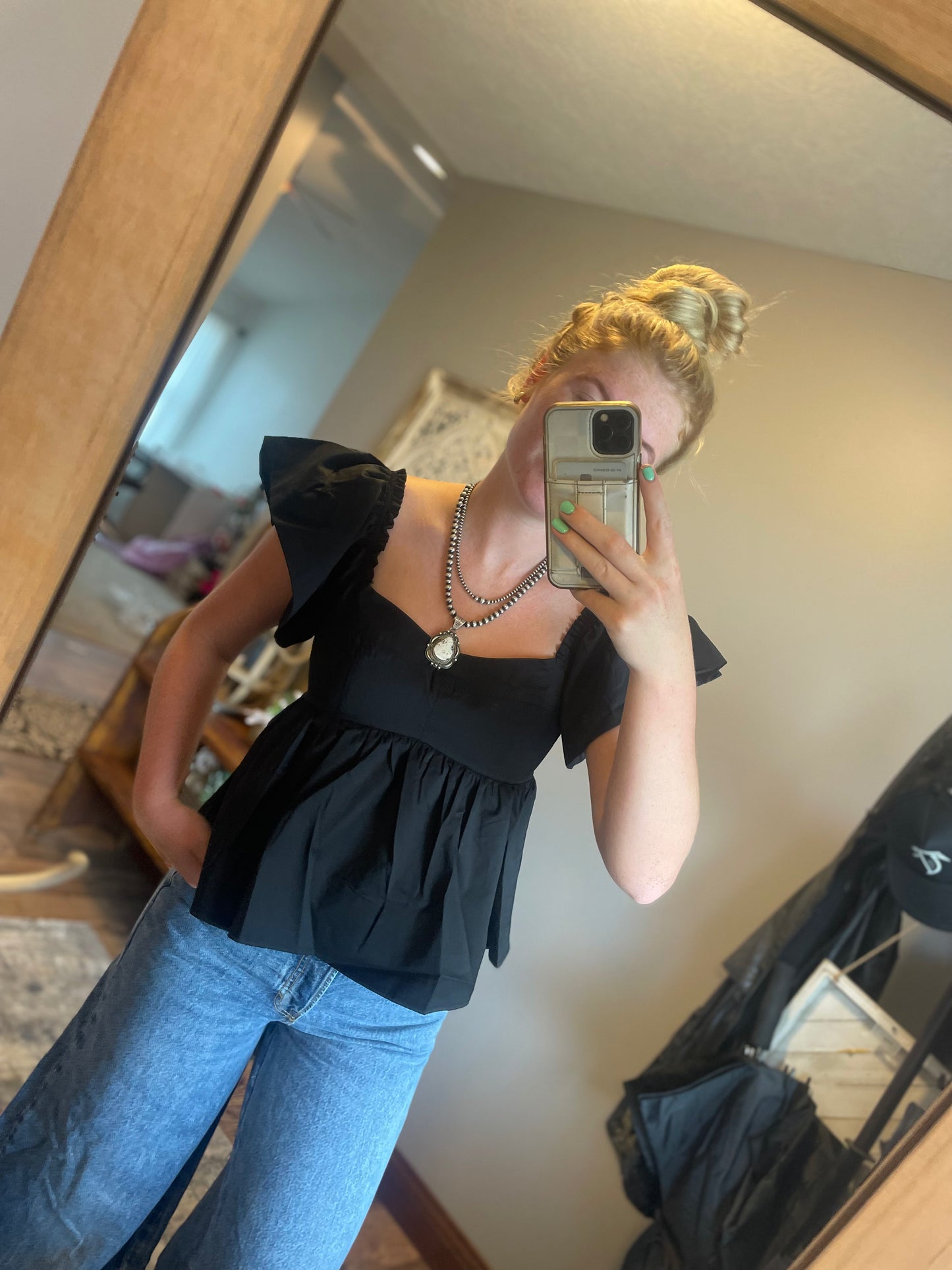 Black&PinkPeplum Top