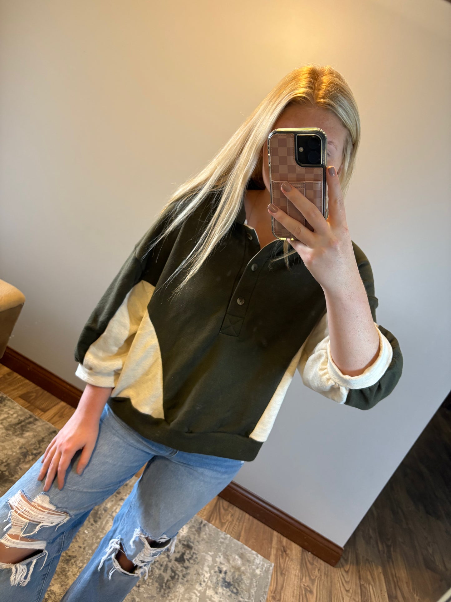 Olive Block Sweatshirt